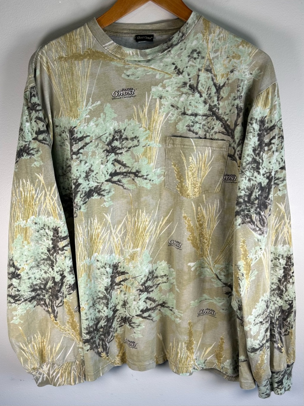Vintage Ghost Camo Long Sleeve T-shirt Size L/XL 2000's Prairie Light Camo